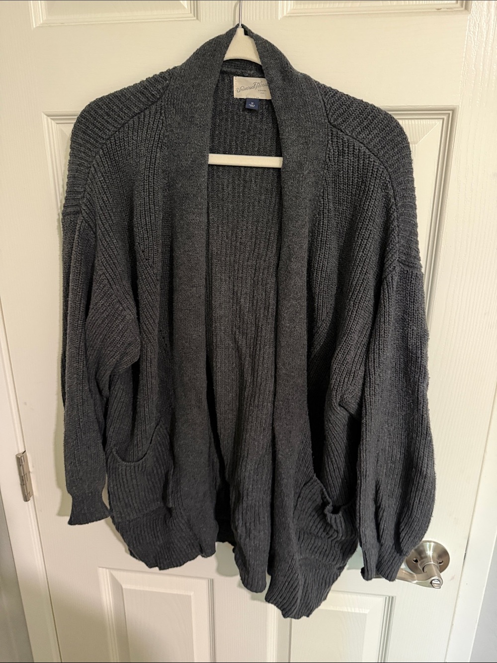 Universal Standard Charcoal Open-Front Draped Cardigan